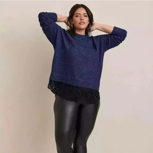 Torrid Blue/Black Pullover 2-Fer Sweater Size 00 EUC - Picture 1 of 11